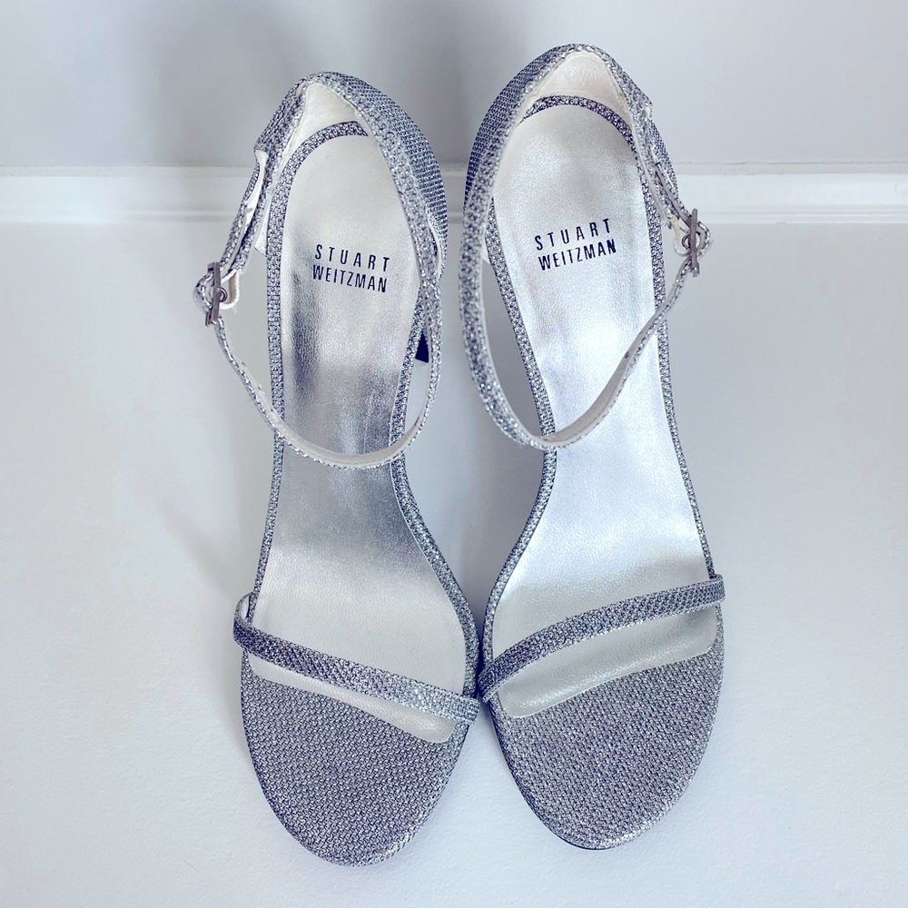 Stuart Weitzman Silver Nudist Sandals (Size 10)